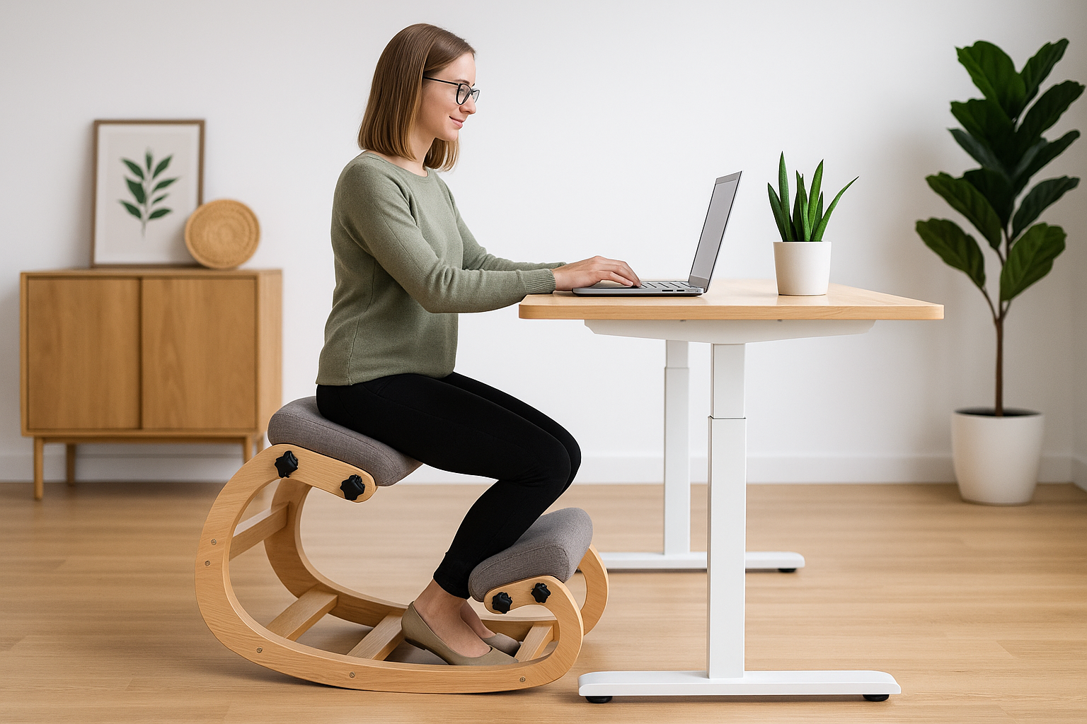 Bright, well-organized home office with ergonomic setup