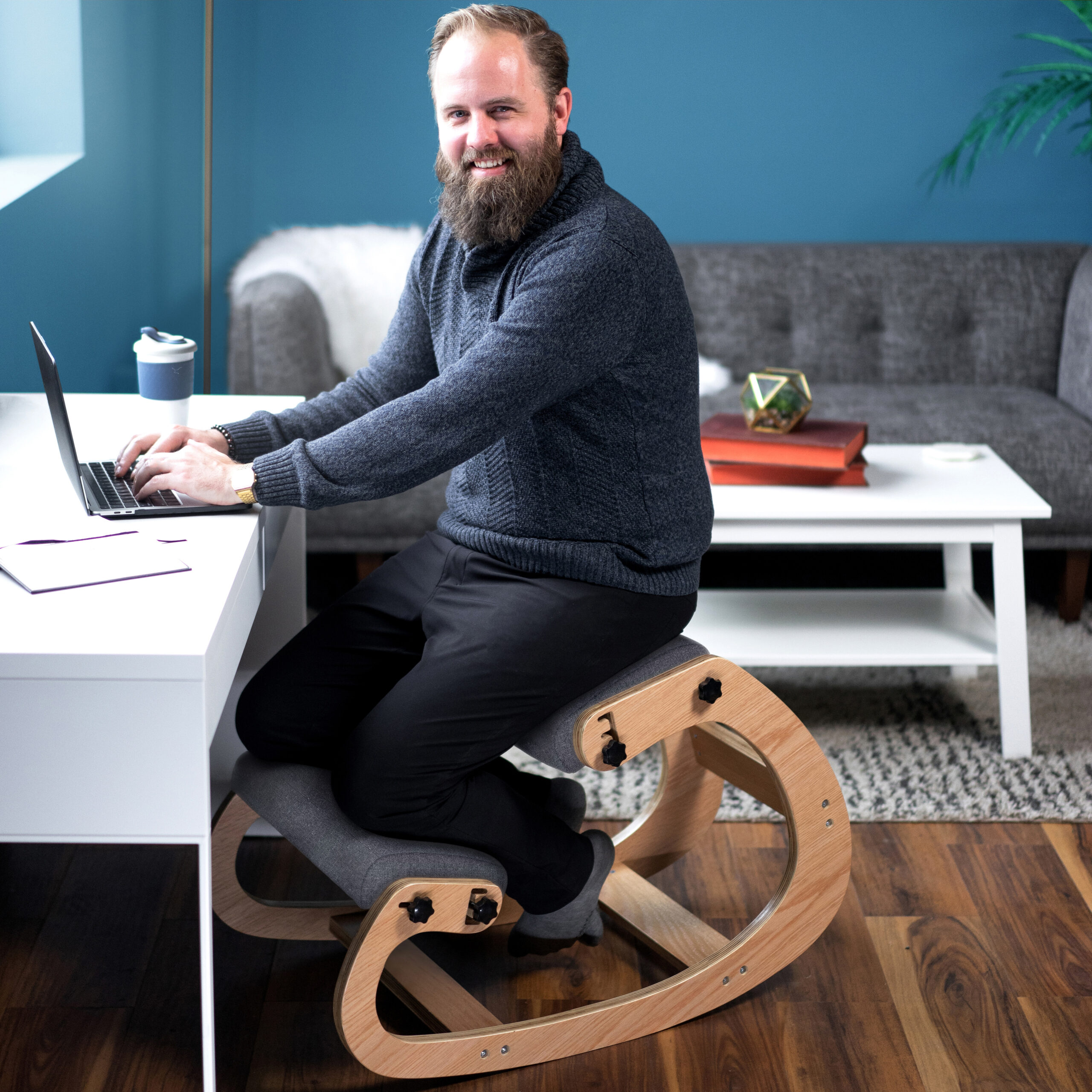 Professional kneeling chair setup in modern home office