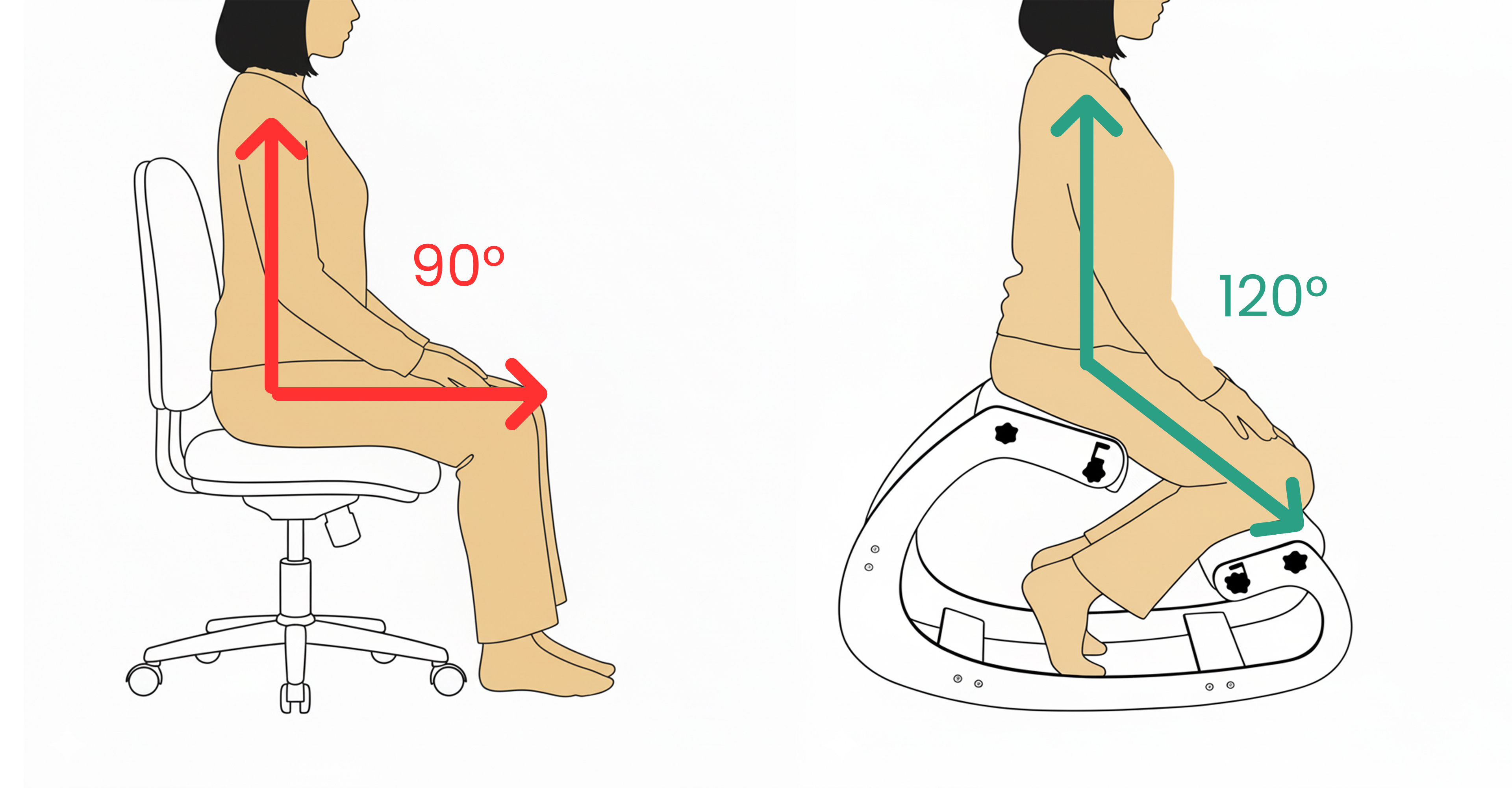 Comparison of hip angles in traditional vs kneeling chair
