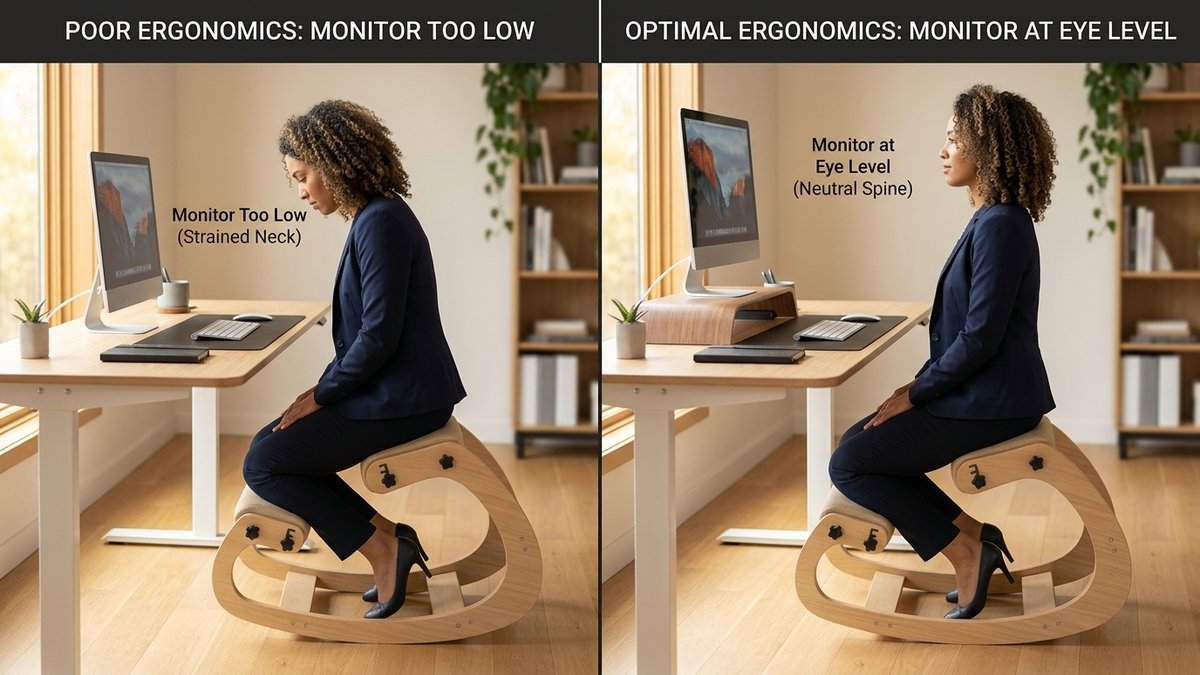 Diagram showing forward head posture and cervical spine loading at different angles