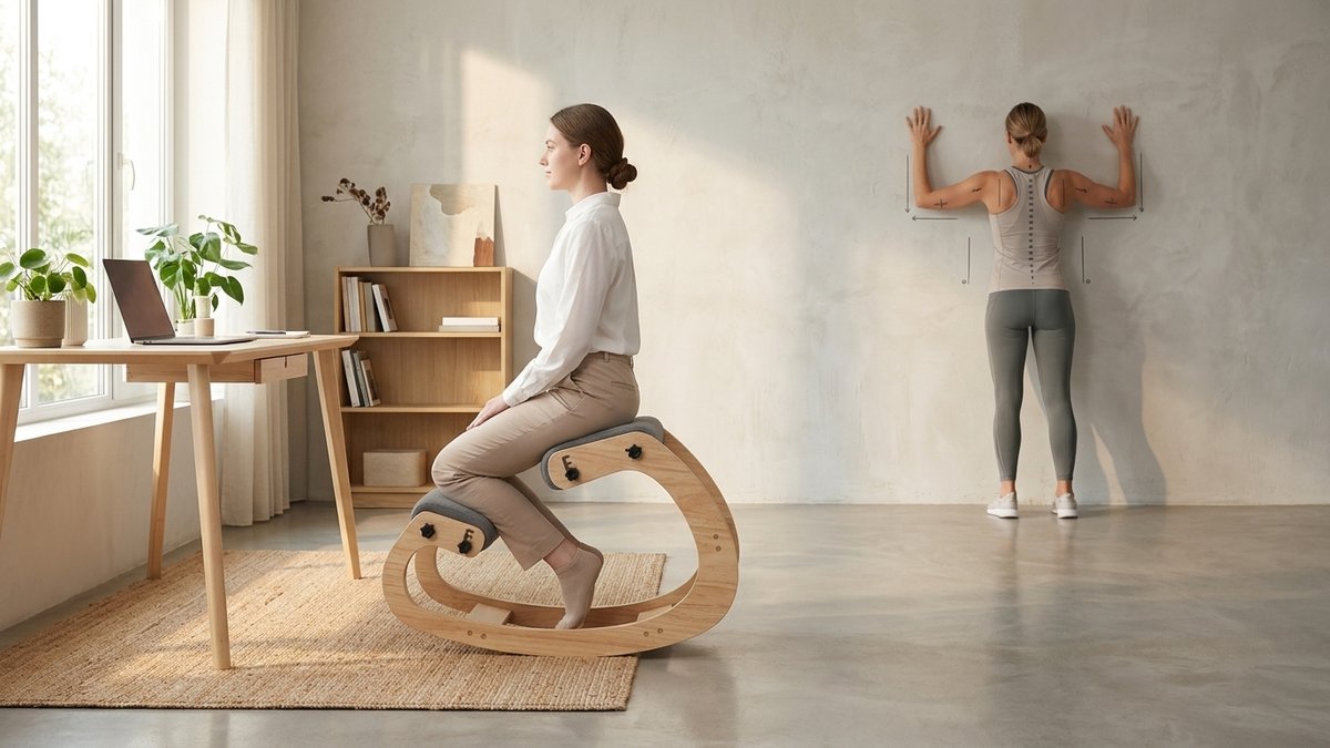 Person performing wall angels exercise against a wall