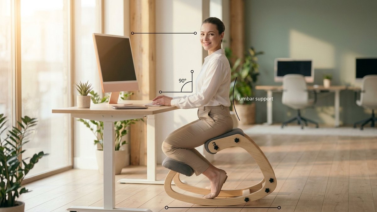 Five-panel illustration showing each non-negotiable adjustment for remote work ergonomics