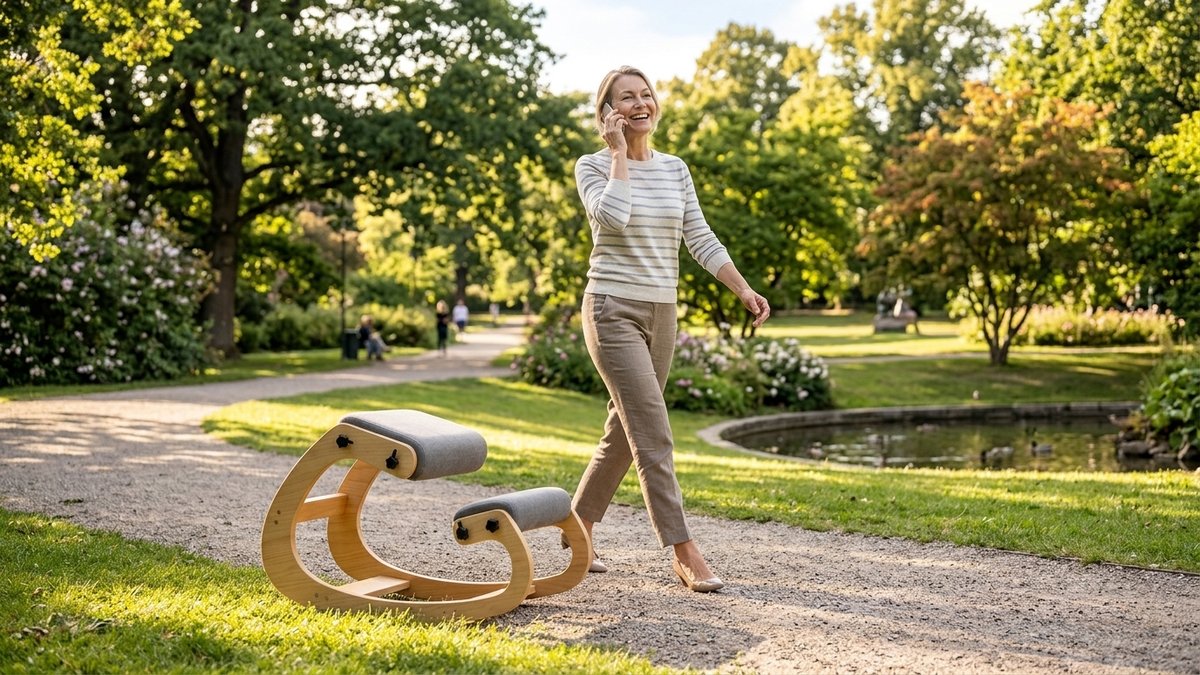 Person taking a walk-and-talk meeting outdoors with earbuds